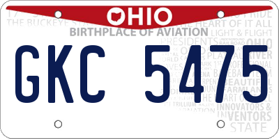 OH license plate GKC5475