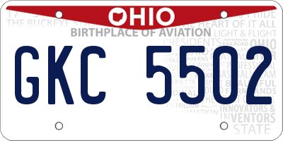 OH license plate GKC5502