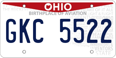 OH license plate GKC5522