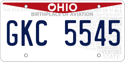 OH license plate GKC5545