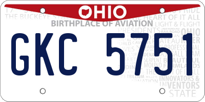 OH license plate GKC5751