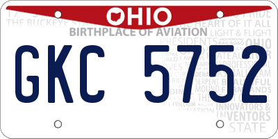 OH license plate GKC5752
