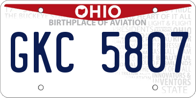 OH license plate GKC5807