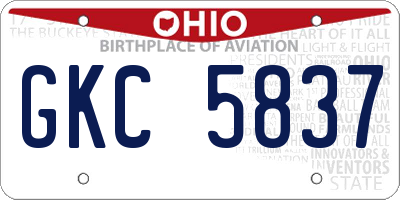 OH license plate GKC5837