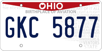 OH license plate GKC5877