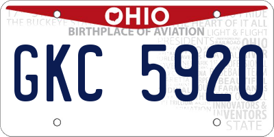 OH license plate GKC5920
