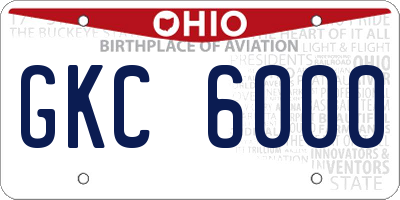 OH license plate GKC6000