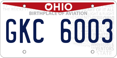 OH license plate GKC6003
