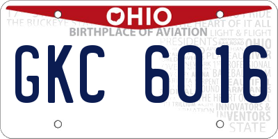 OH license plate GKC6016