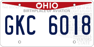 OH license plate GKC6018