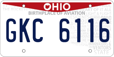 OH license plate GKC6116