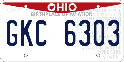 OH license plate GKC6303