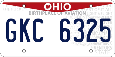 OH license plate GKC6325