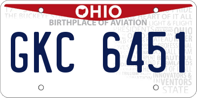OH license plate GKC6451
