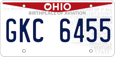 OH license plate GKC6455