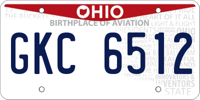 OH license plate GKC6512