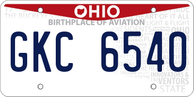 OH license plate GKC6540