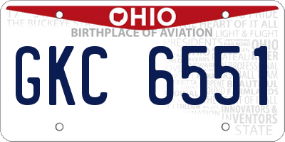 OH license plate GKC6551