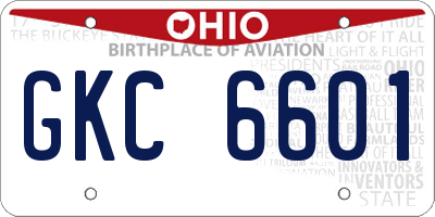 OH license plate GKC6601