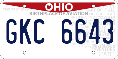 OH license plate GKC6643