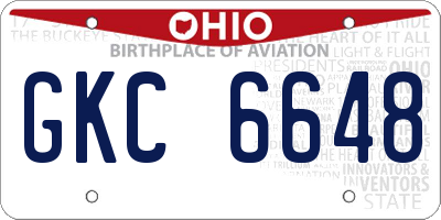 OH license plate GKC6648