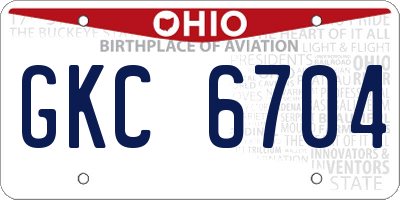 OH license plate GKC6704