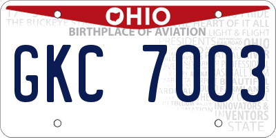 OH license plate GKC7003
