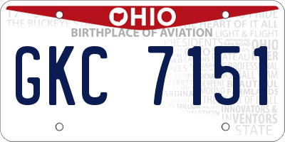 OH license plate GKC7151