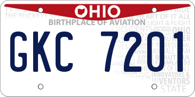 OH license plate GKC7201