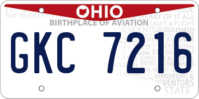 OH license plate GKC7216