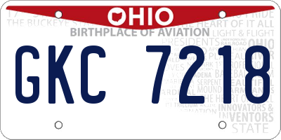 OH license plate GKC7218