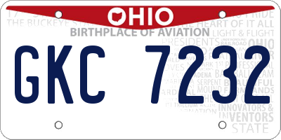OH license plate GKC7232