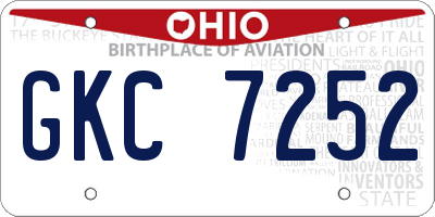 OH license plate GKC7252