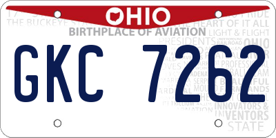 OH license plate GKC7262