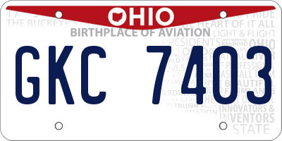 OH license plate GKC7403