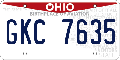 OH license plate GKC7635