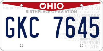 OH license plate GKC7645