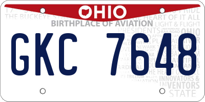 OH license plate GKC7648