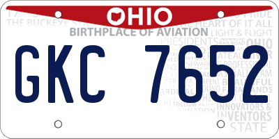 OH license plate GKC7652