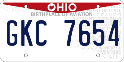 OH license plate GKC7654