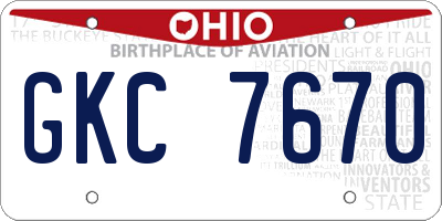OH license plate GKC7670