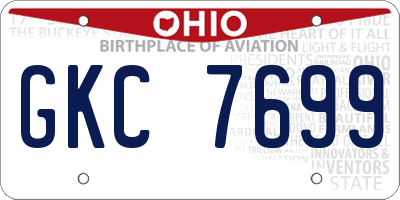 OH license plate GKC7699