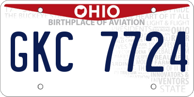 OH license plate GKC7724