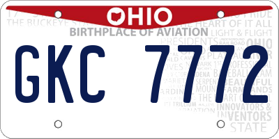 OH license plate GKC7772