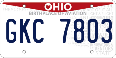 OH license plate GKC7803