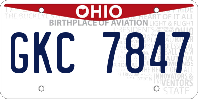 OH license plate GKC7847