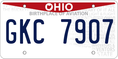 OH license plate GKC7907