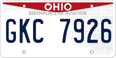 OH license plate GKC7926