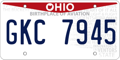 OH license plate GKC7945