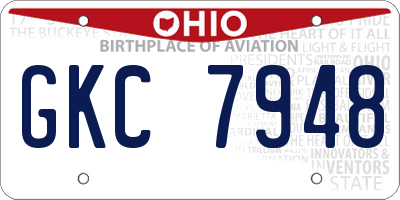 OH license plate GKC7948
